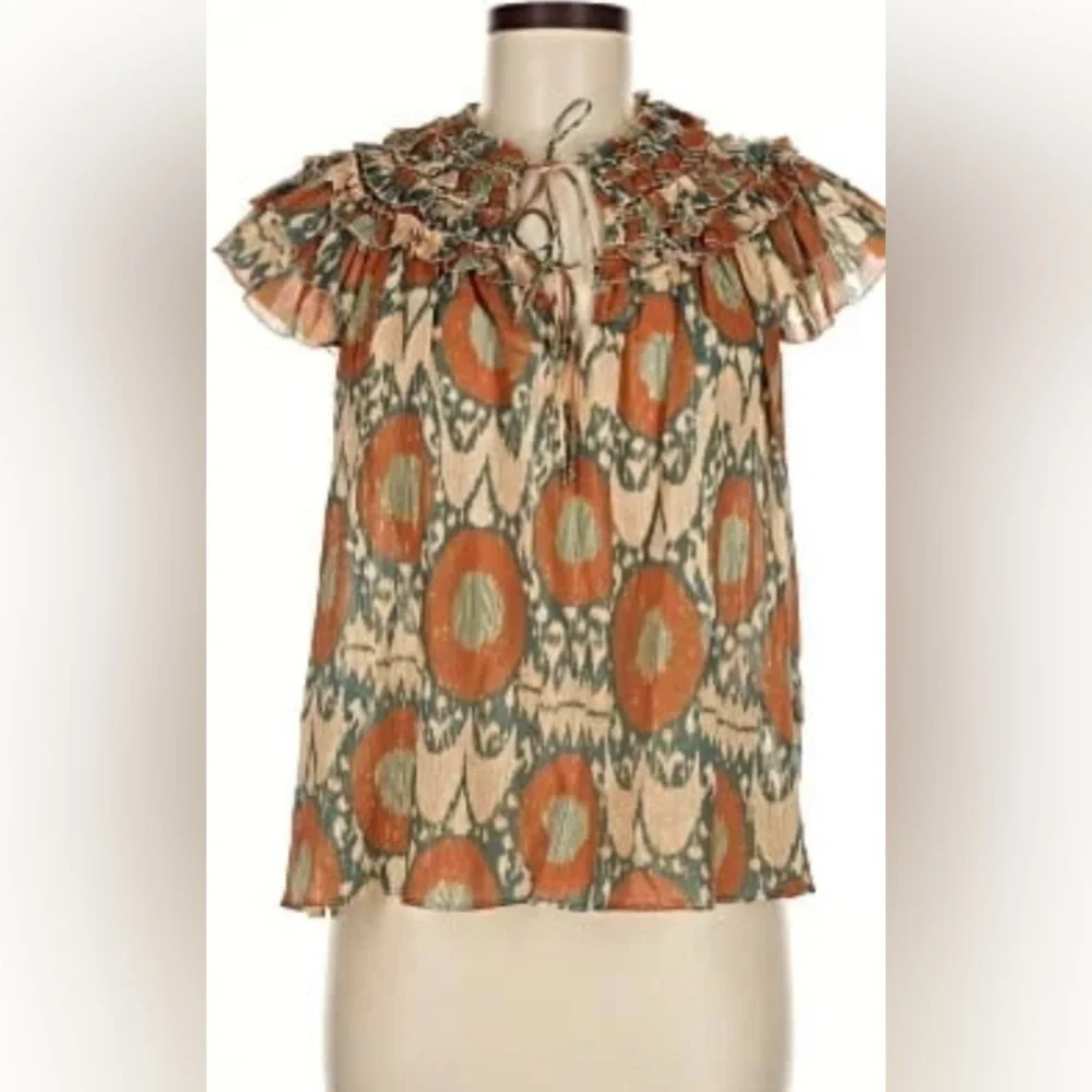 Ulla Johnson Multicolor Ruffle Blouse - Picture 1 of 3